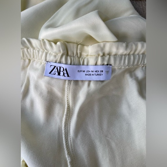 Zara Flared Silky Pants in Ivory/ Off- white/ Cream Color, M - Picture 2 of 12